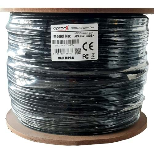 Apronx Cat6 23AWG 305m Dış Ortam 0,57mm Siyah ve Mavi