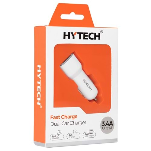 Hytech HY-X40 3.4A Hızlı Şarj 2 USB Beyaz Araç Şarj Cihazı