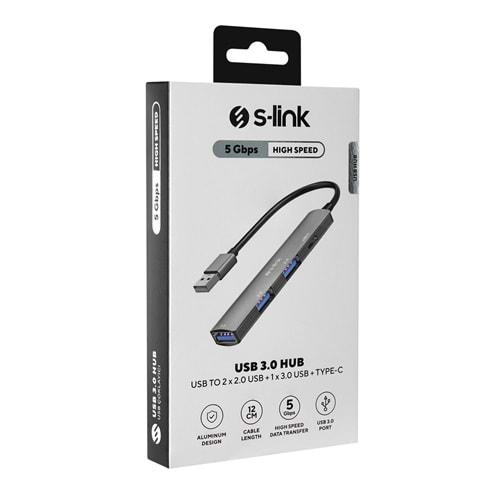 S-link SW-U322 2*USB2.0, 1*USB3.0, 1*Type-C Type-C Metal USB Hub