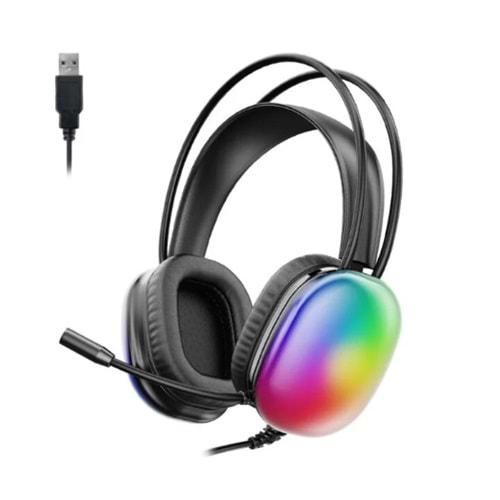 Lecoo HT409 USB Kablolu RGB Aydınlatmalı Mikrofonlu Kulak Üstü Gaming Kulaklık Siyah