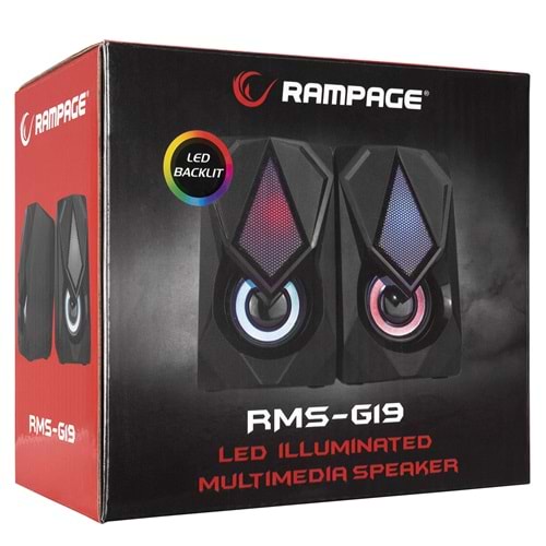 Rampage RMS-G19 2.0 5 Watt LED Işıklı Siyah Multimedia Speaker