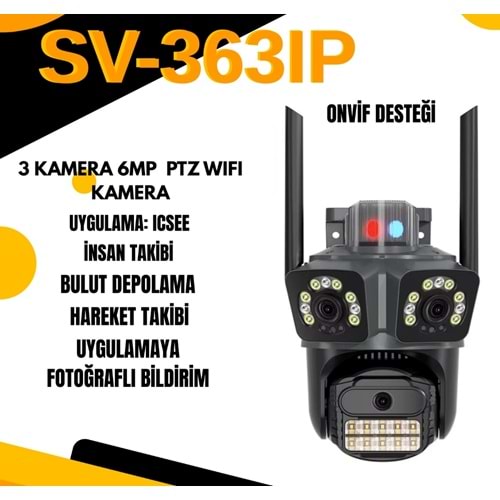 Smartvision Sv-363 3 Kameralı 1080P Ptz Wifi Kamera ICSEE