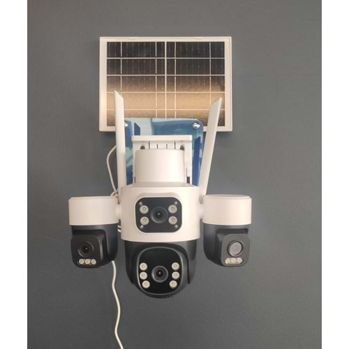 Trio Tr-Sgx459 4 Kameralı 1Ptz Çift Panel 1200Mah Solar Kamera