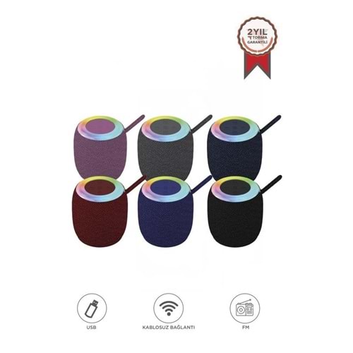 Torima Bluetooth Hoparlör Rgb Işıklı USB FM Destekli Radyo D10 Siyah