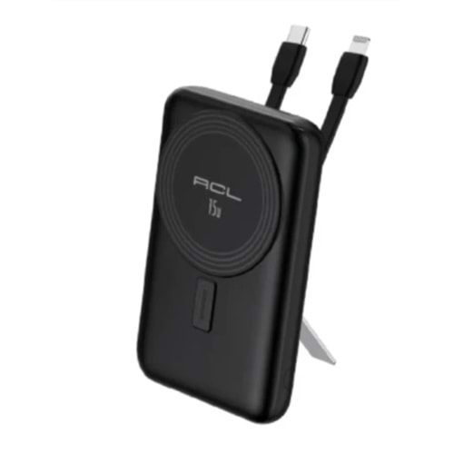 ACL PW-147 10000 mAh Kablolu 20W / Kablosuz 15W PD Hızlı PowerBank Metal Standlı