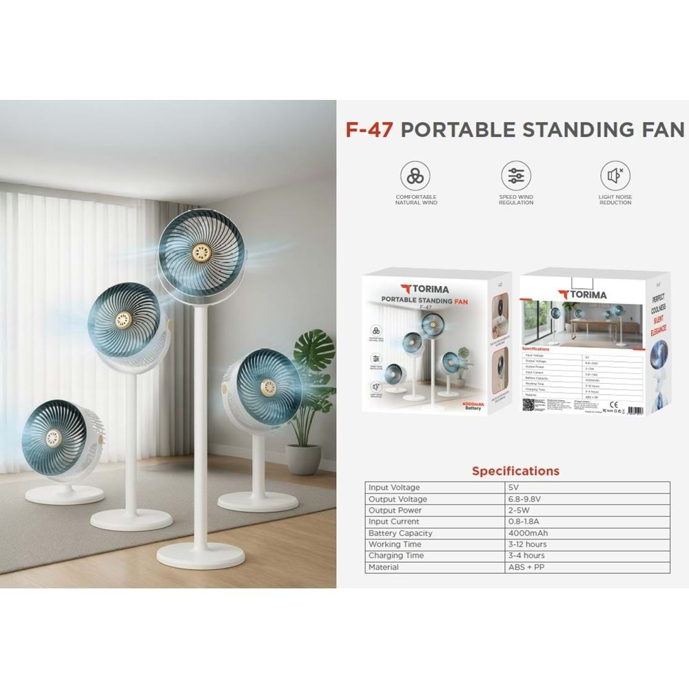 torima F47 Taşınabilir Soğutucu Fan