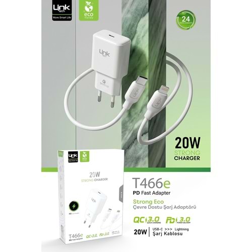 LinkTech T466 20W Pd 3.0 Hızlı Şarj ve Usc to Lightning Kablolu Set