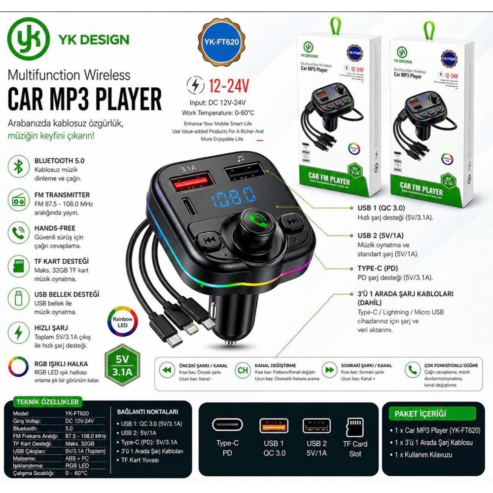Yk Designe Ft620 Kablolu Fm Modulator