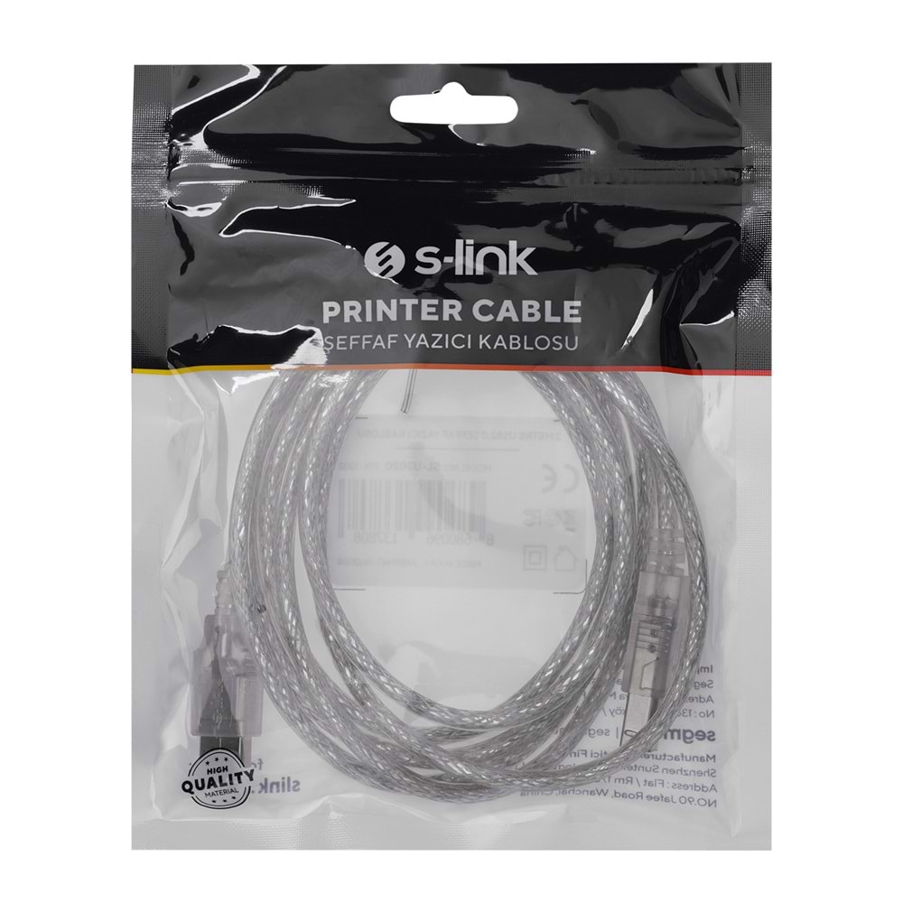S-link SL-U2020 Usb Yazıcı Şeffaf Kablo